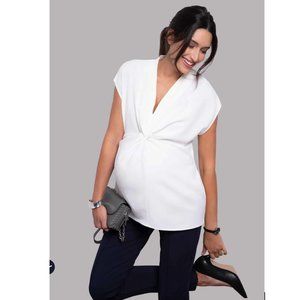 Seraphine Maternity Rylie Twist Front Blouse Size 8 NWT